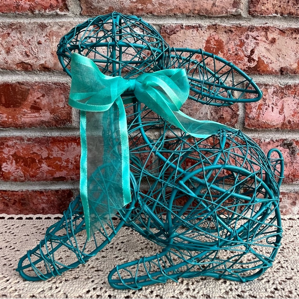 Metal Wrapped Wire Easter Bunny Rabbit Shabby Farmhouse Decor